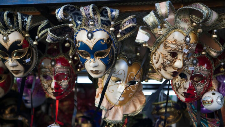 Carnival masks on sale at a Rome store