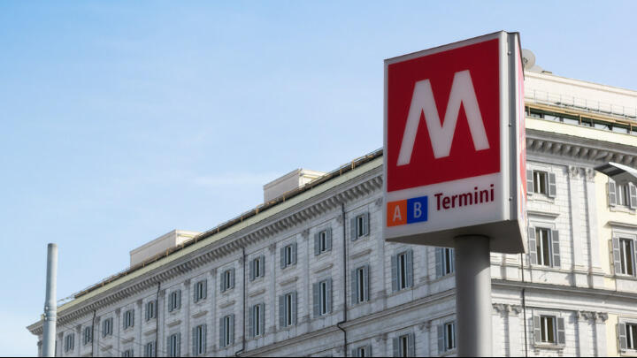 Street sign for the Rome metro