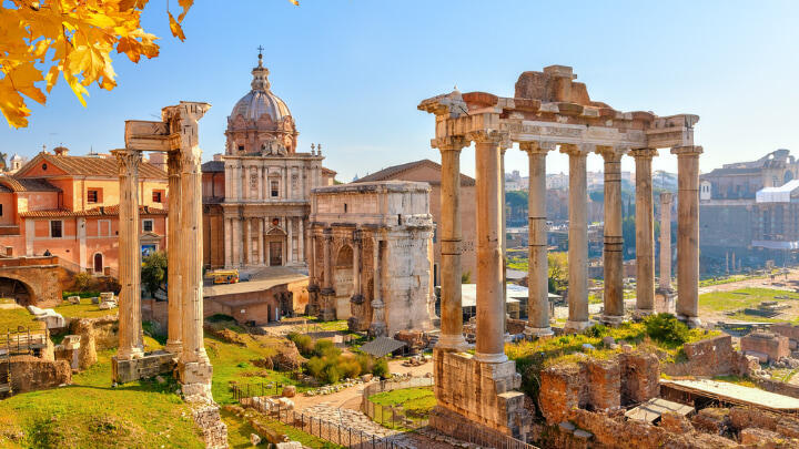 View over the Roman Forum in fall