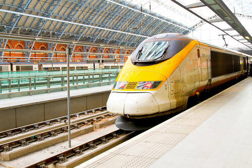 The Eurostar traveling from London to Disneyland Paris