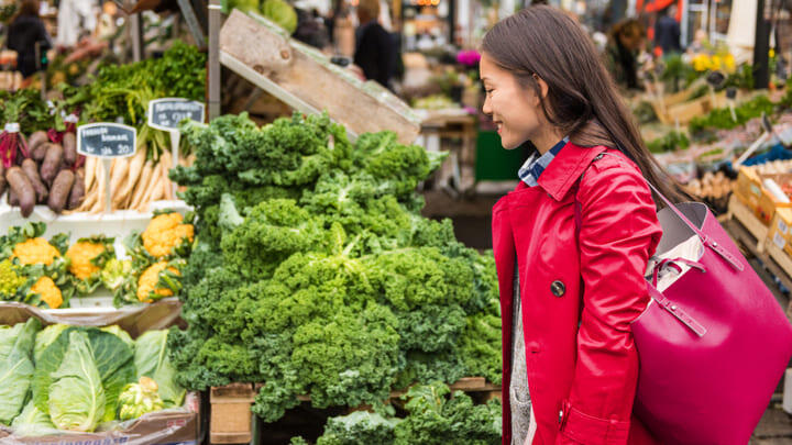 Woman shopping in a Paris market