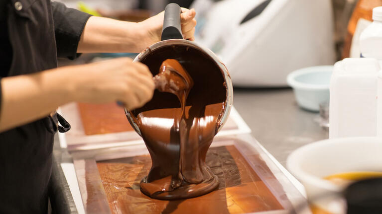 Chocolate demonstration at the Choco-story Museum