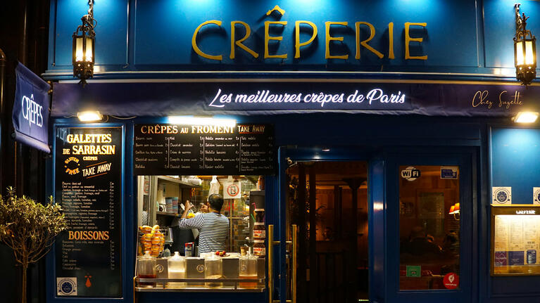 A favorite creperie serves customers long into the night