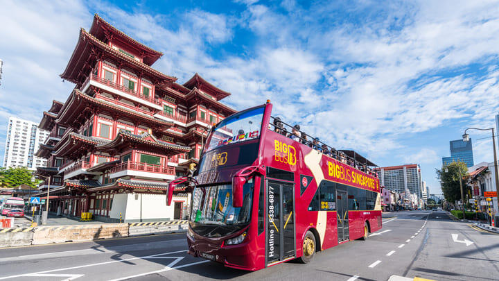 The open-top hop on hop off Big Bus Singapore