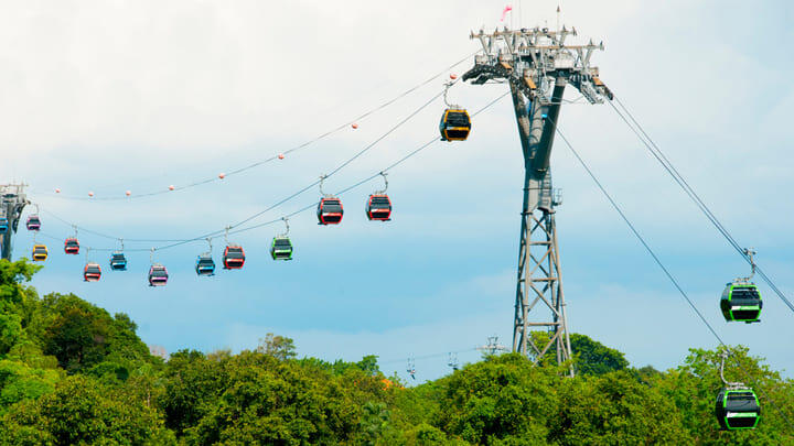 Cable cars over Singapore's Sentosa island