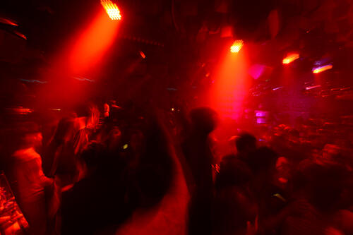 Night club interior with red lights