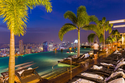 Marina Bay Sands rooftop pool and terrace