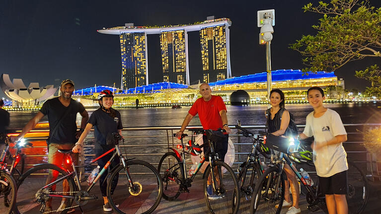 Cycling in Marina Bay Singapore at night