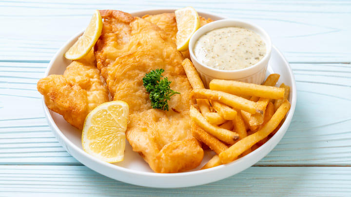 Plate of fish and chips
