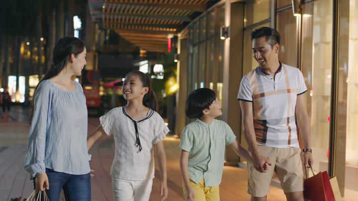 Family shopping in Singapore