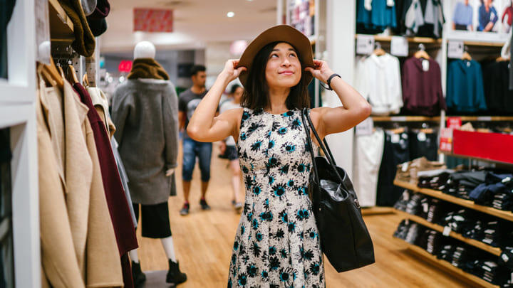 Woman shopping in a Singapore department store.