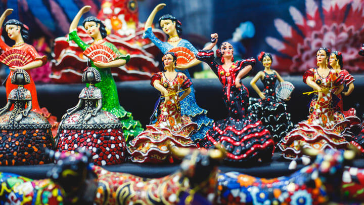 Souvenir models of Spanish flamenco dancers.