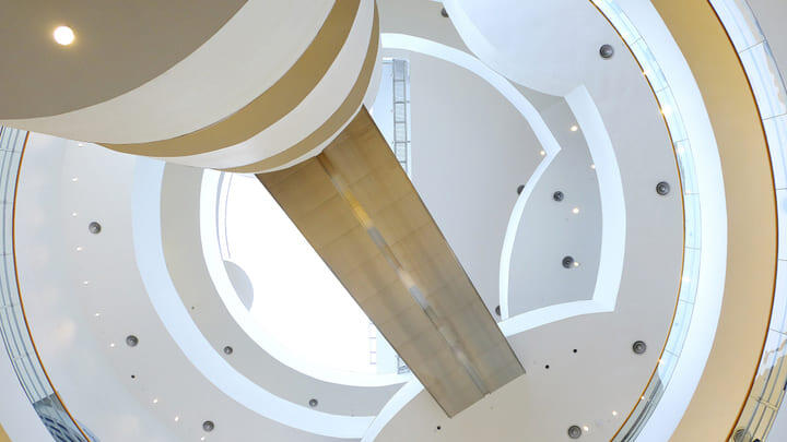 View upwards into the atrium at Bangkok Art and Culture Centre.
