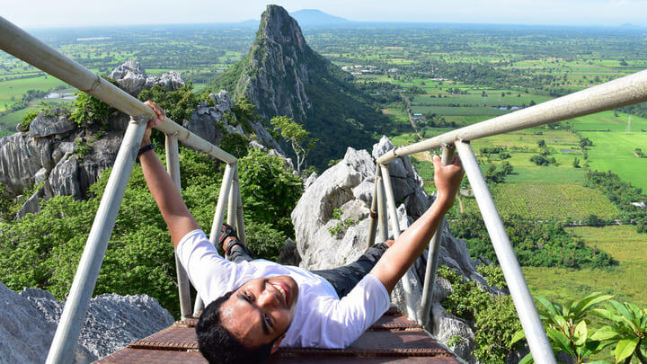 Climber on Khao Nor mountain near Bangkok.