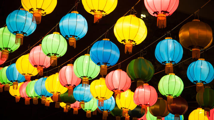 Colorful lanterns in Chinatown, Bangkok.