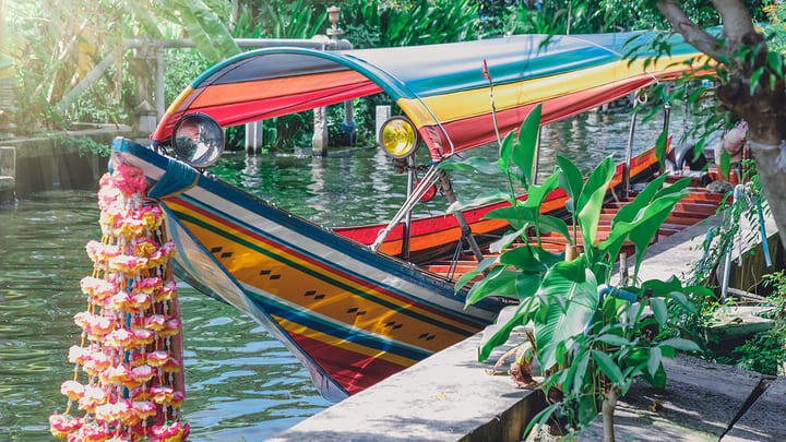 Longtail boat on the river in Bangkok.