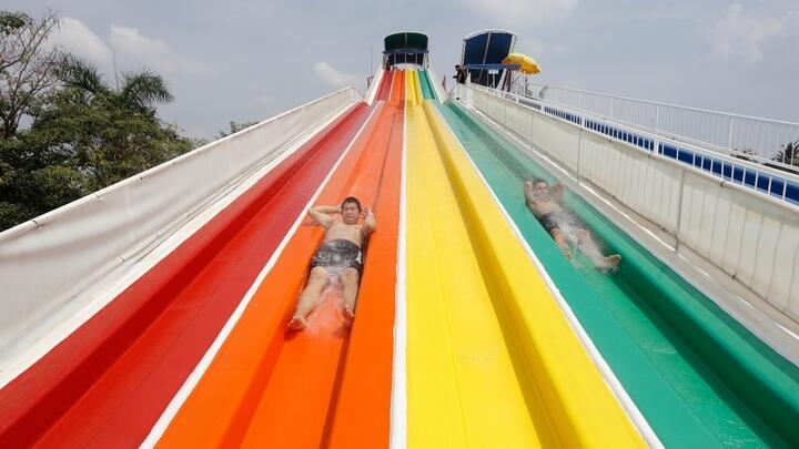 Rainbow slide in Water World at Siam Amazing Park, Bangkok.