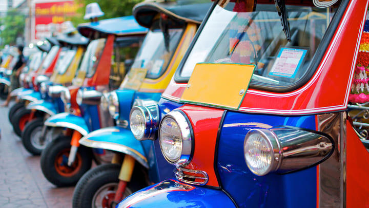 Colorful tuk tuks in Bangkok.