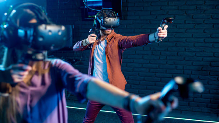 Players in a virtual reality game.
