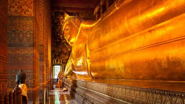 The reclining Buddha at Wat Pho in Bangkok.