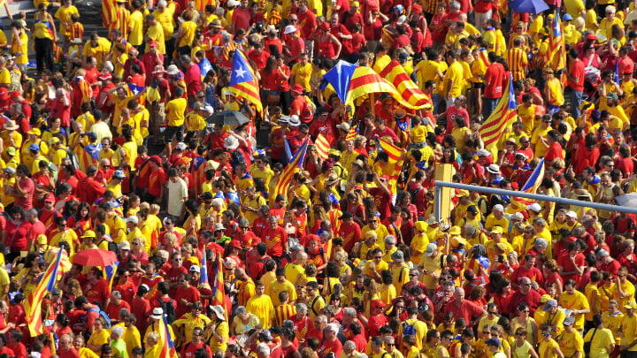 View from above of a Catalan independence demonstration