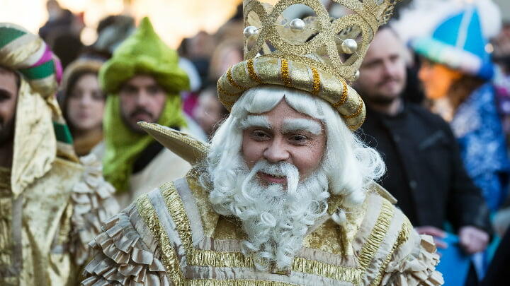 One of the Three Kings on parade on Kings' Day