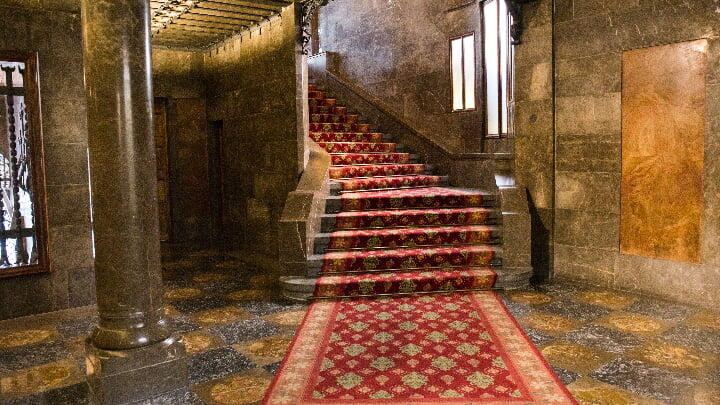 The opulent interior hallways of Palau Güell