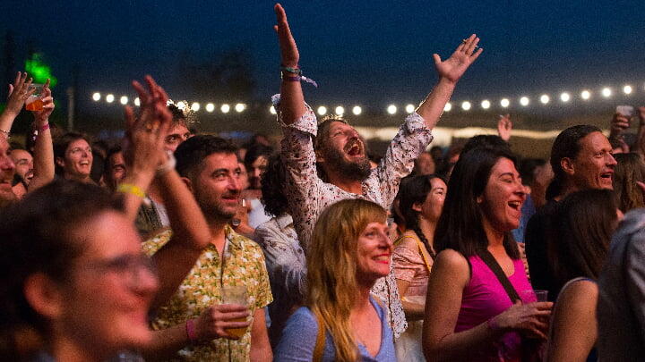 Crowd enjoying a music festival in Barcelona