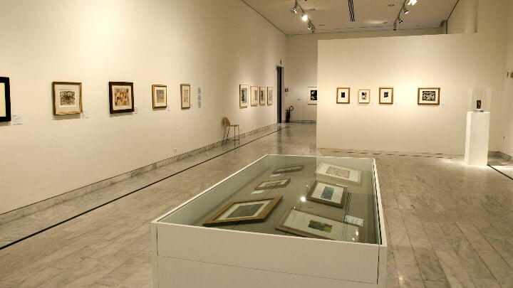 Paintings on display inside the Museo Picasso