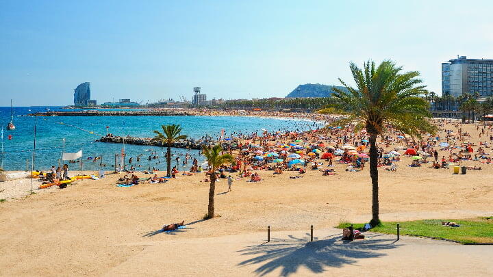 View of the Mediterranean from Barceloneta beach