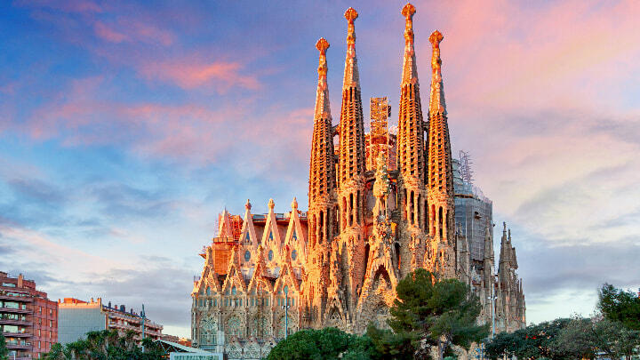 The Sagrada Familia in the late afternoon sunlight