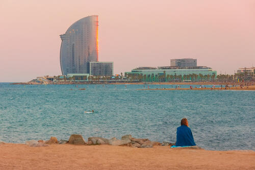 La playa de la Barceloneta en invierno