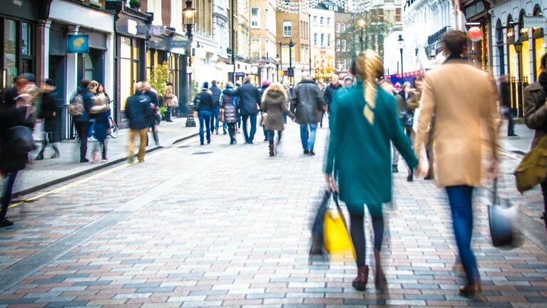 A couple shopping in London