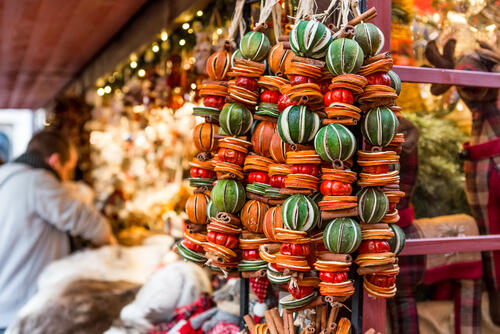Fruit decorations at a street market