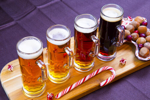Beer flight at a Christmas market