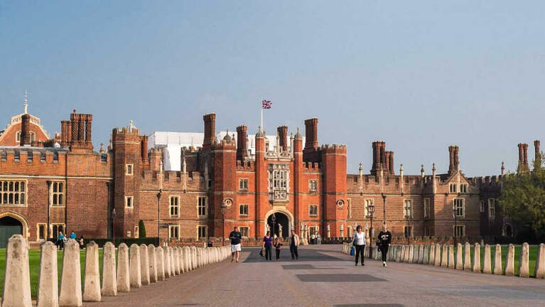 The main entrance to Hampton Court Palace London