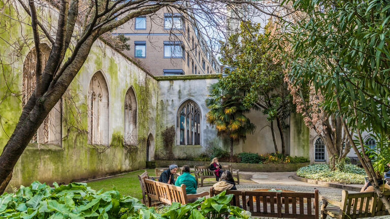 Visitors enjoy the solitude of St Dunstan-in-the-east gardens