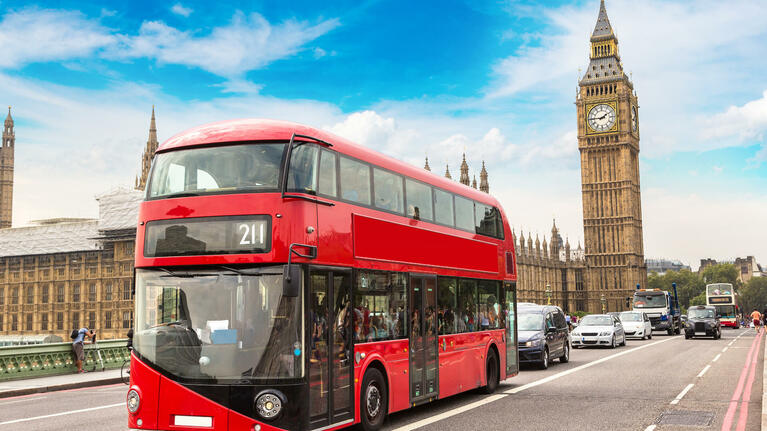 Bus passing by Houses of Parliament