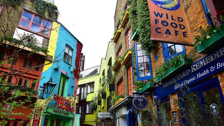Colorful shopfronts of Neal's Yard Covent Garden