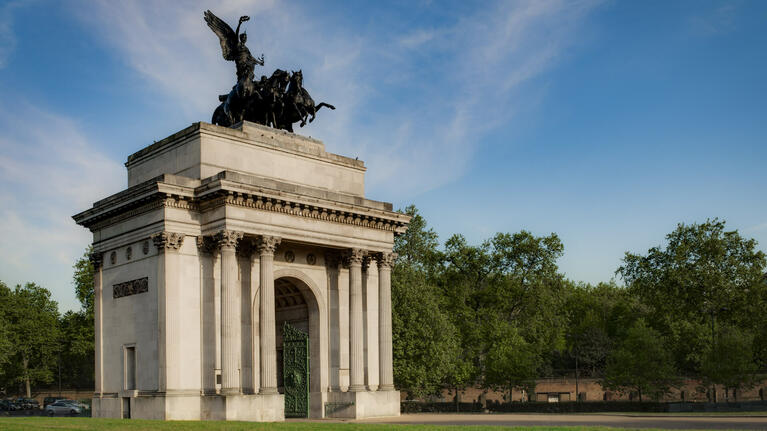 Exterior shot of Wellington Arch