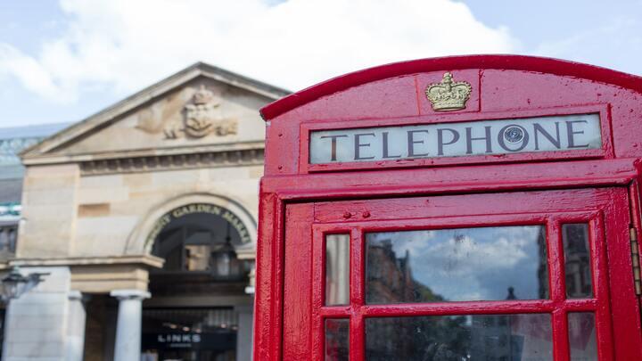 london transport museum and red telephone box